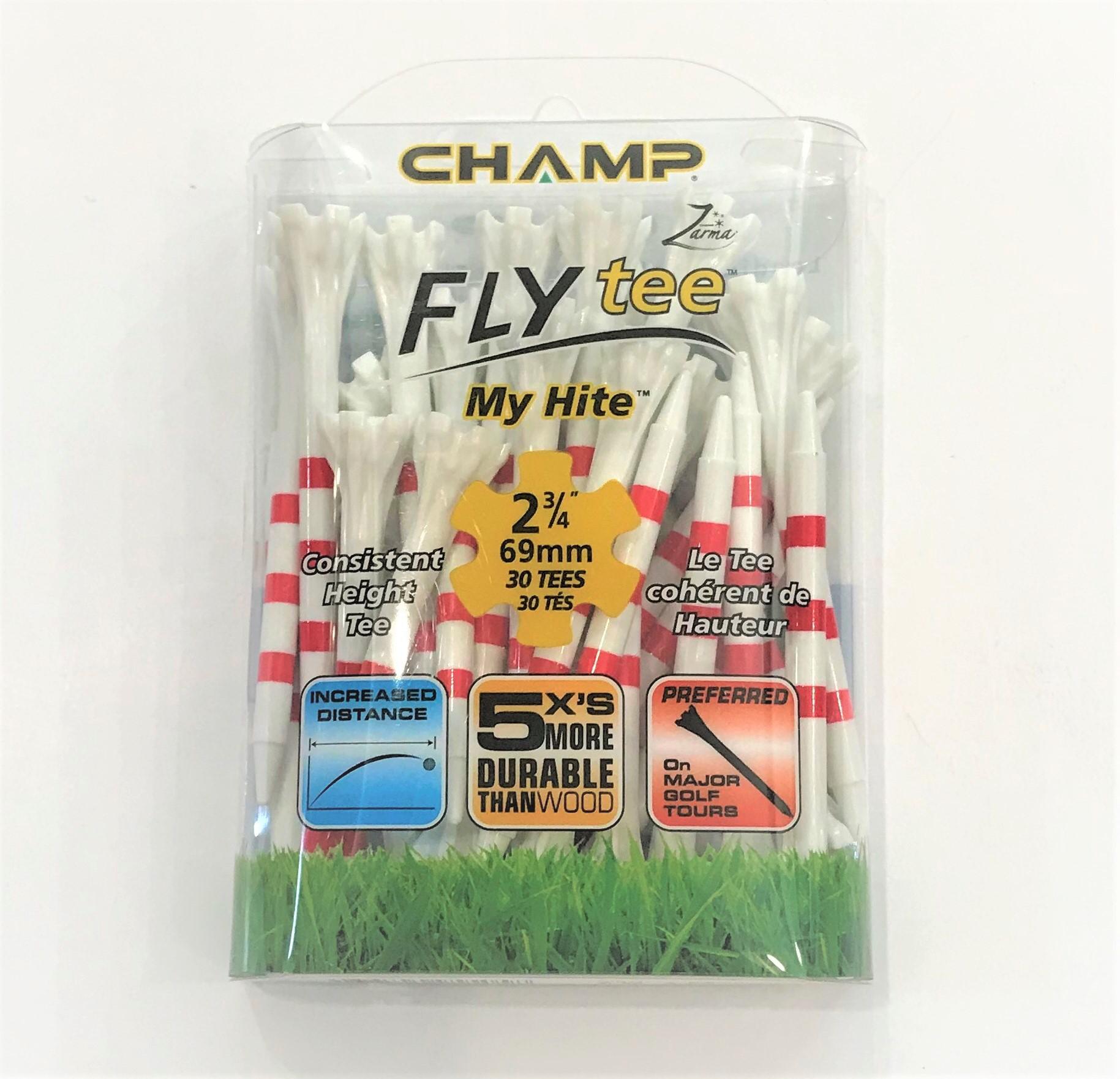 Champ Fly Tee Golf 2-3/4" My Height 30P Pack (White/Red)