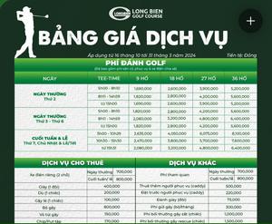 Bảng giá dịch vụ Sân Golf Long Biên mới nhất