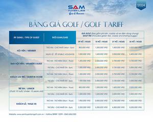 Bảng giá sân golf Sam Tuyền Lâm mới nhất 2024
