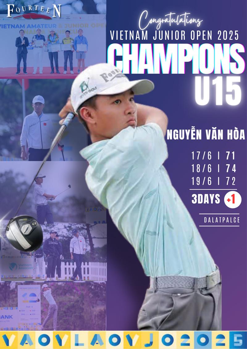 Golfer trẻ Robert Hòa Nguyễn đăng quang ngôi vô địch U15 tại VJO 2025 cùng bộ gậy Fourteen GelongD